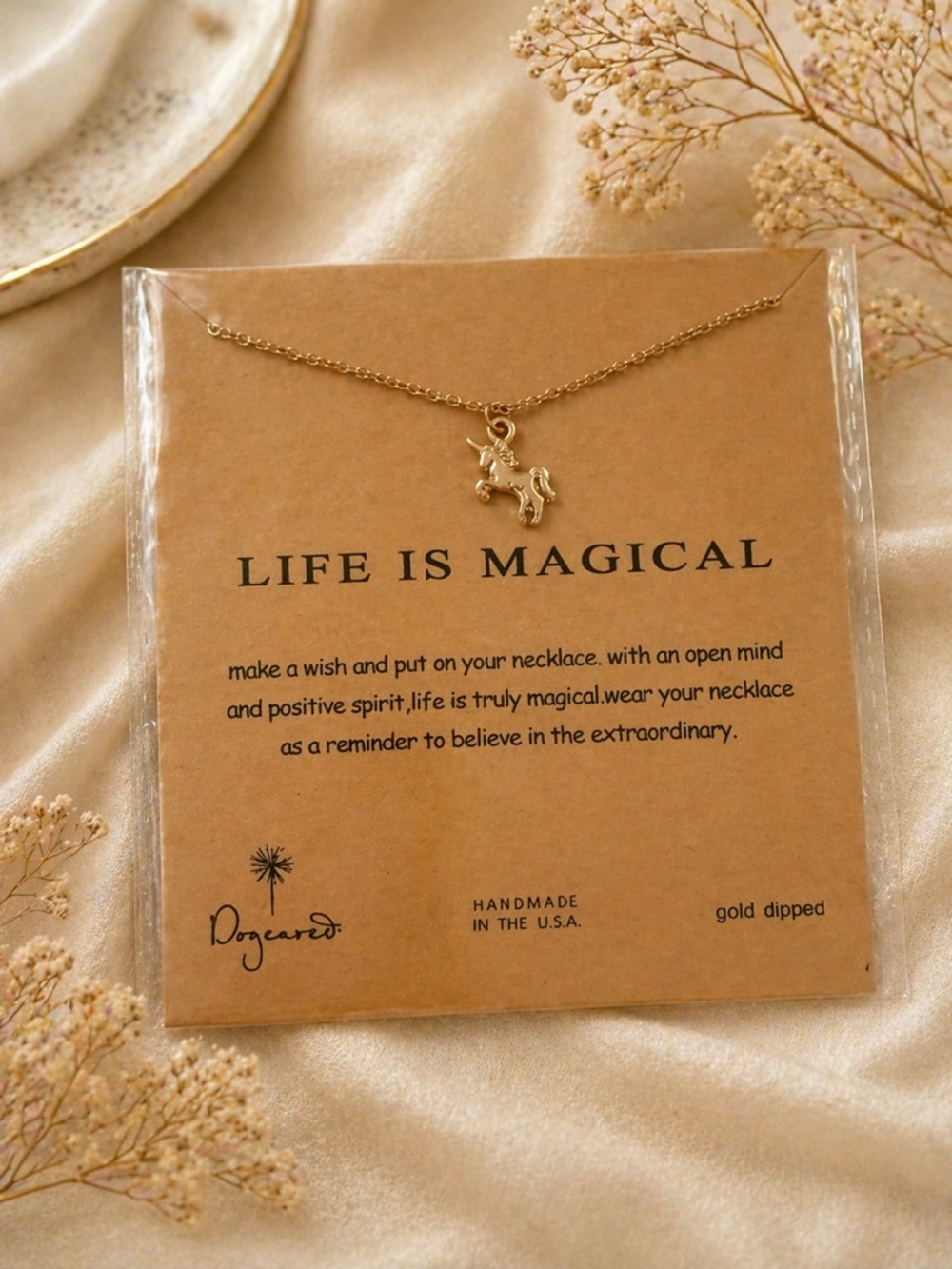 Gold Unicorn Necklace/Life is Magical Dogeared